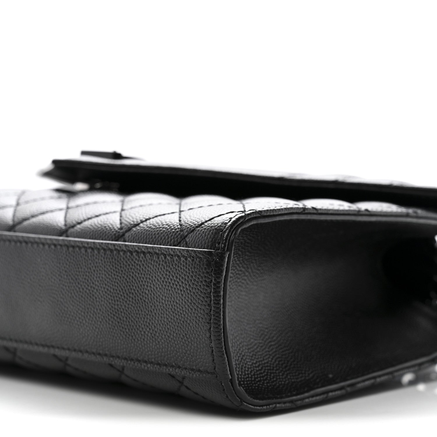 Saint Laurent Grain De Poudre Textured Mixed Matelasse Triquilt Medium Monogram Monochrome Satchel Black 10 of 11
