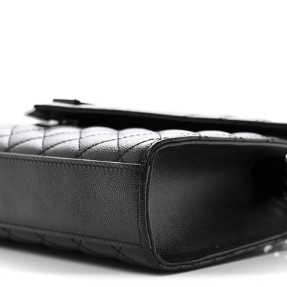 Saint Laurent Grain De Poudre Textured Mixed Matelasse Triquilt Medium Monogram Monochrome Satchel Black 10 of 11