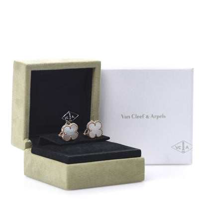 Van Cleef & Arpels 18K Rose Gold Mother of Pearl Vintage Alhambra Earrings 7 of 7