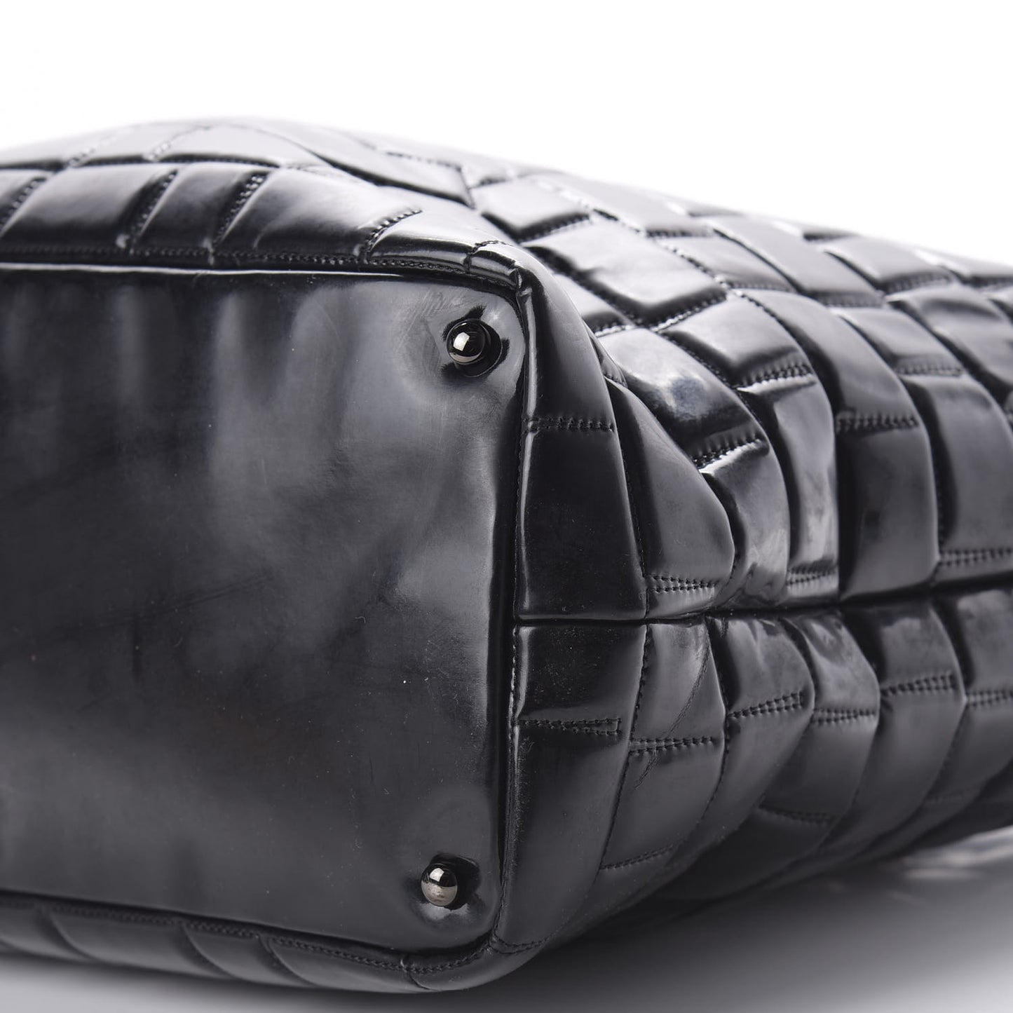 Vinyl Quilted Frozen Shopping Tote Black