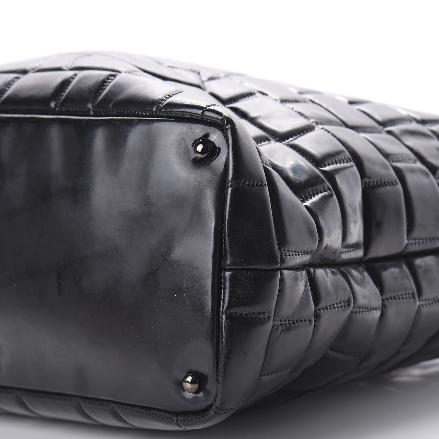 Chanel Vinyl Quilted Frozen Shopping Tote Black 7 of 12