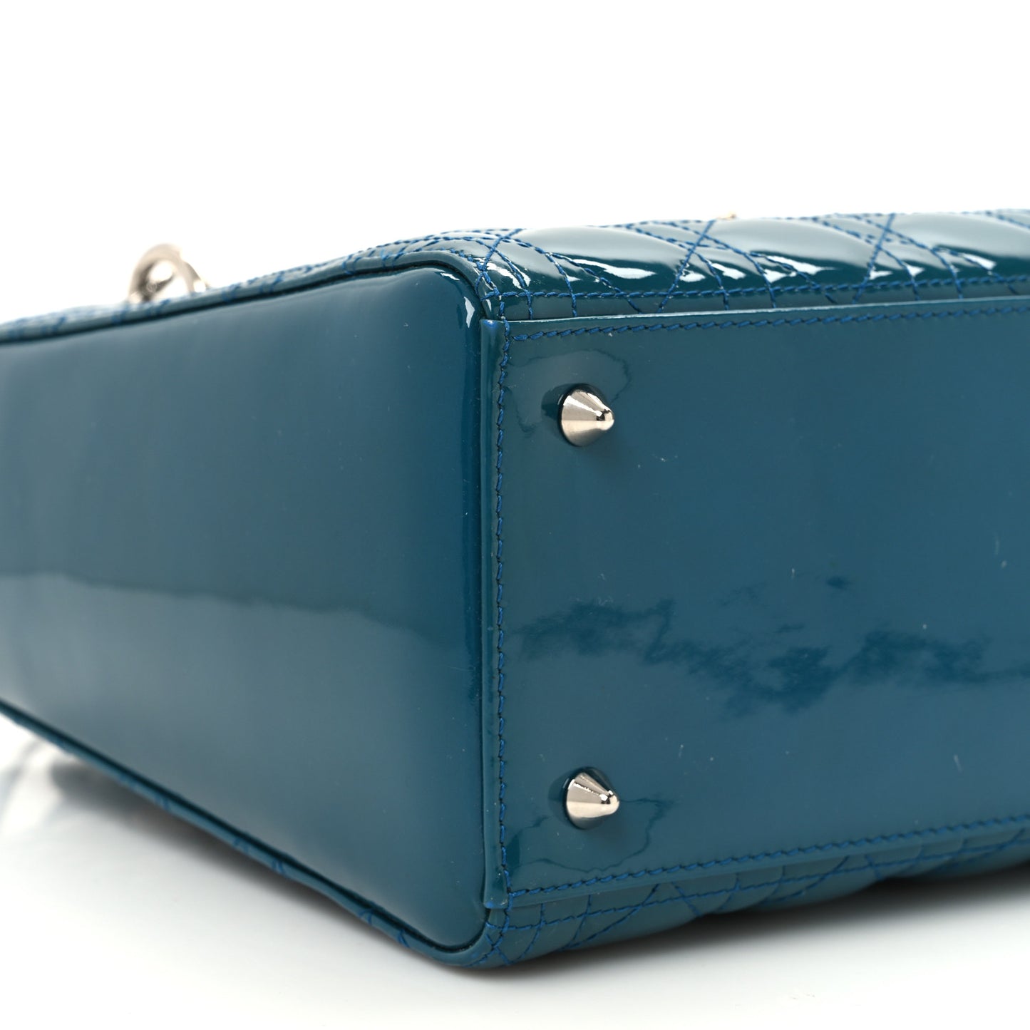 Patent Cannage Medium Lady Dior Blue