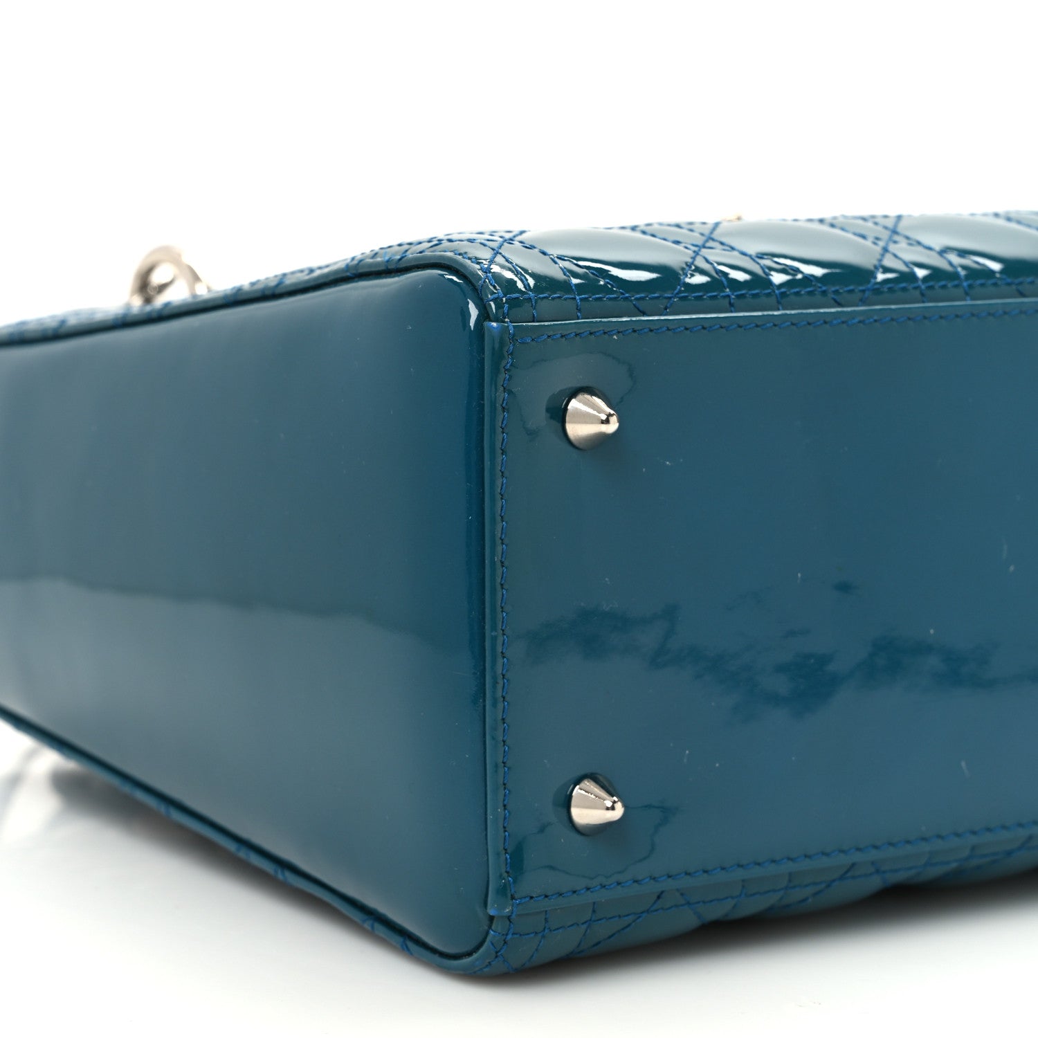 Christian Dior Patent Cannage Medium Lady Dior Blue 10 of 15