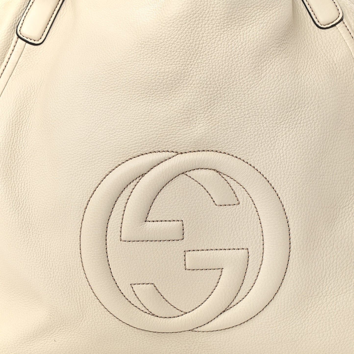 Pebbled Calfskin Large Soho Shoulder Bag Off White