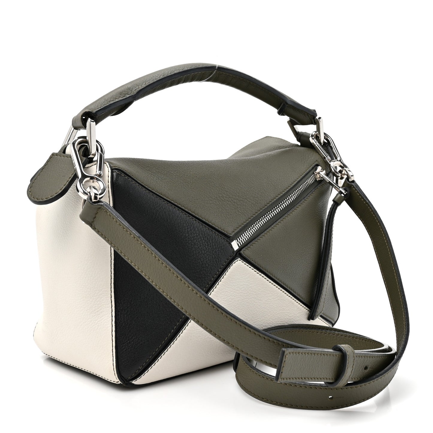 Calfskin Small Puzzle Bag Black Grey White