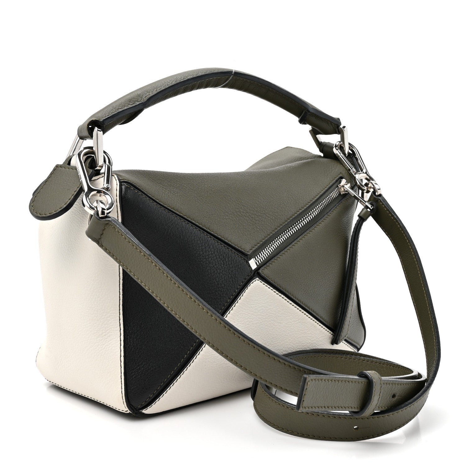 Loewe Calfskin Small Puzzle Bag Black Grey White 3 of 9