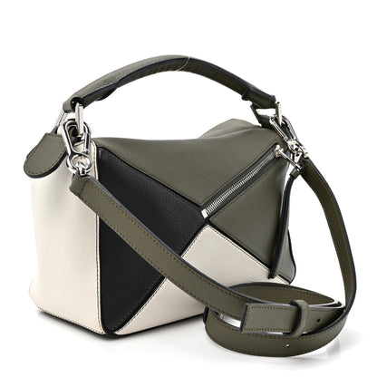 Loewe Calfskin Small Puzzle Bag Black Grey White 3 of 9