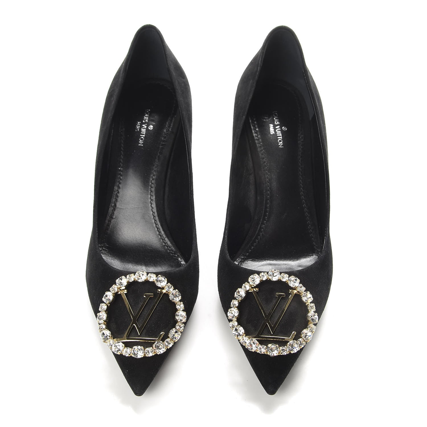 Louis Vuitton Suede Baby Goat Swarovski Crystal Madeleine Pumps 37.5 Black 5 of 10