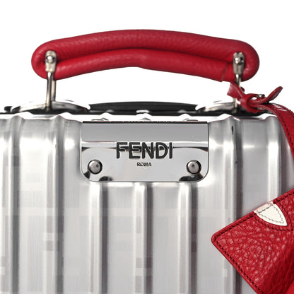 Fendi X RIMOWA Aluminum FF Print Roll Away Carry On Luggage Silver Red 8 of 23