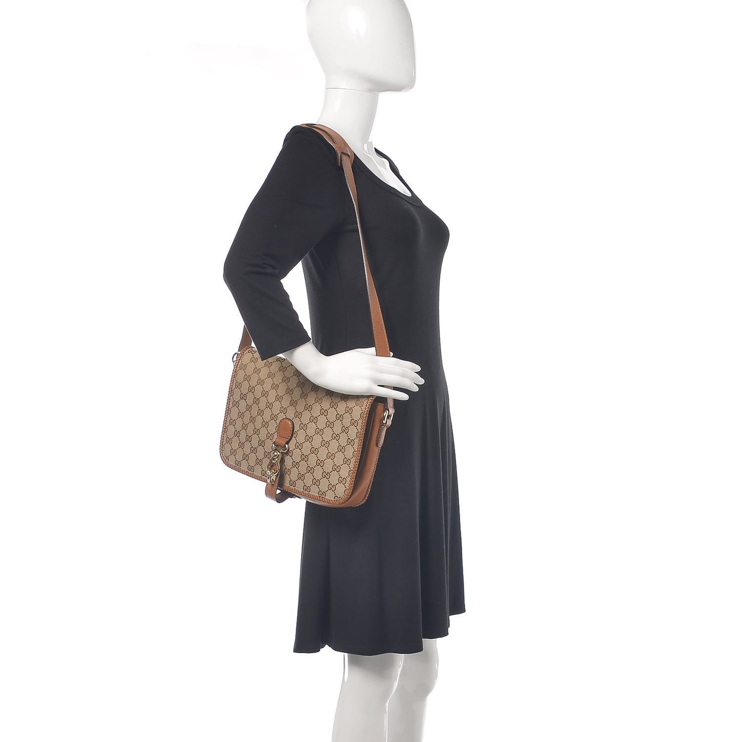Monogram Medium Marrakech Flap Messenger Bag Beige Brown