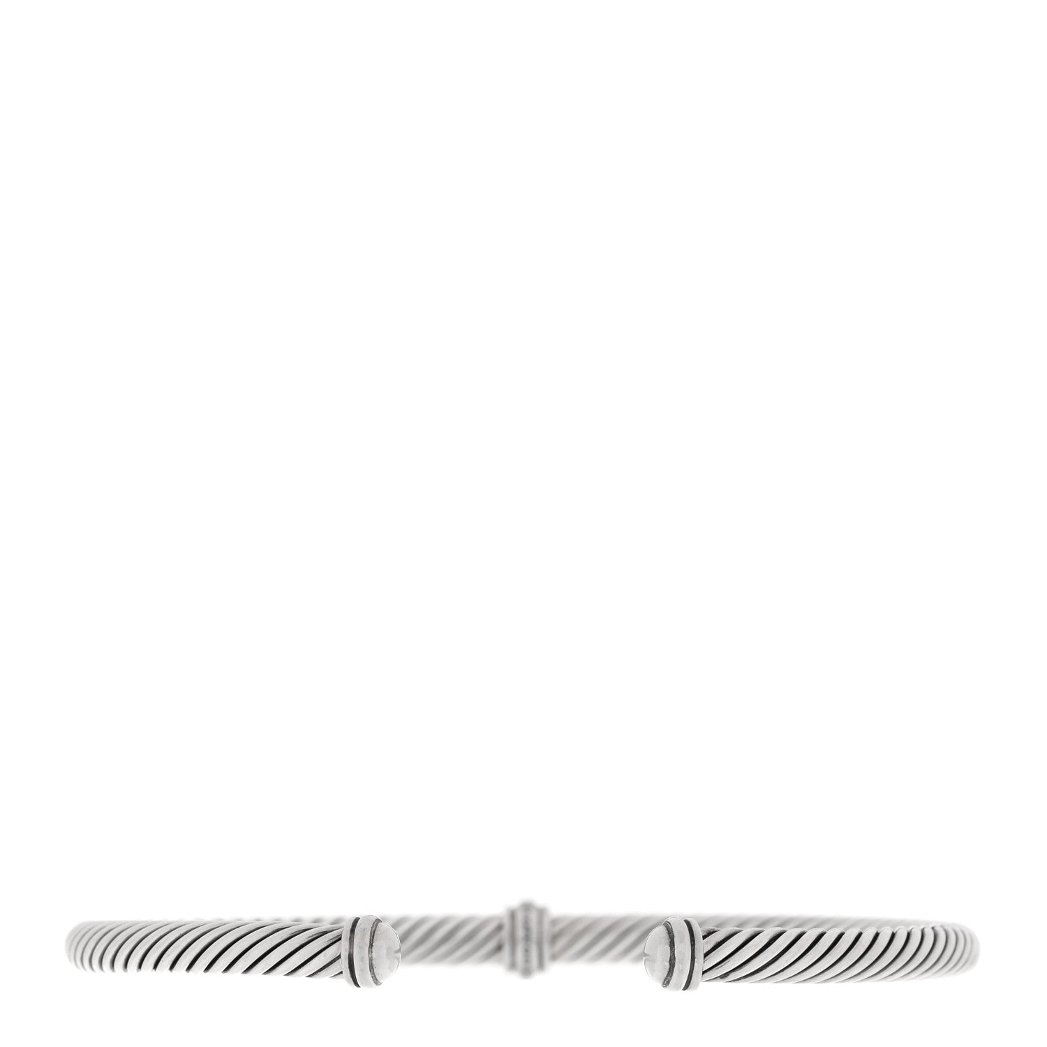 David Yurman Sterling Silver Diamond 4mm Cable Classics Single Station Bracelet 1 of 3