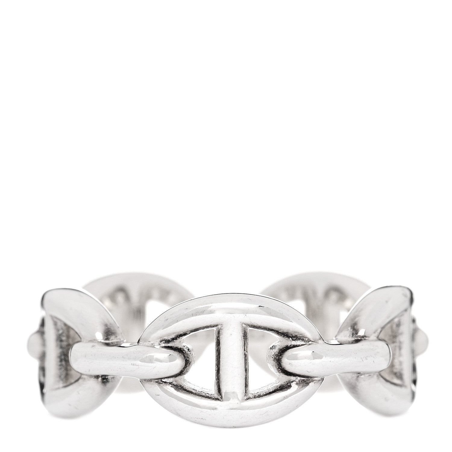 Hermes Sterling Silver PM Chaine d'Ancre Enchainee Band Ring 53 6.5 1 of 9