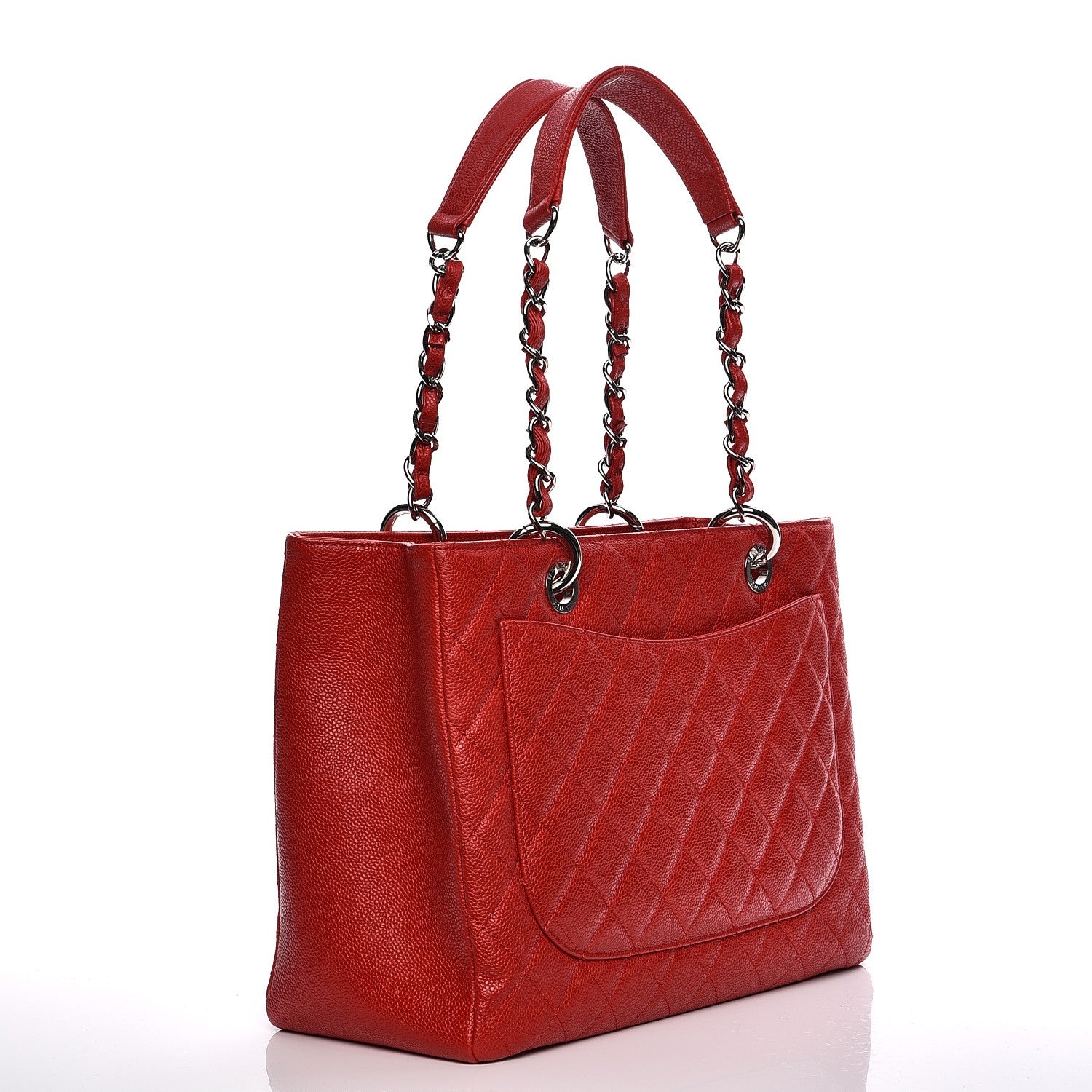 Chanel Caviar Quilted Grand Shopping Tote GST Red 3 of 12