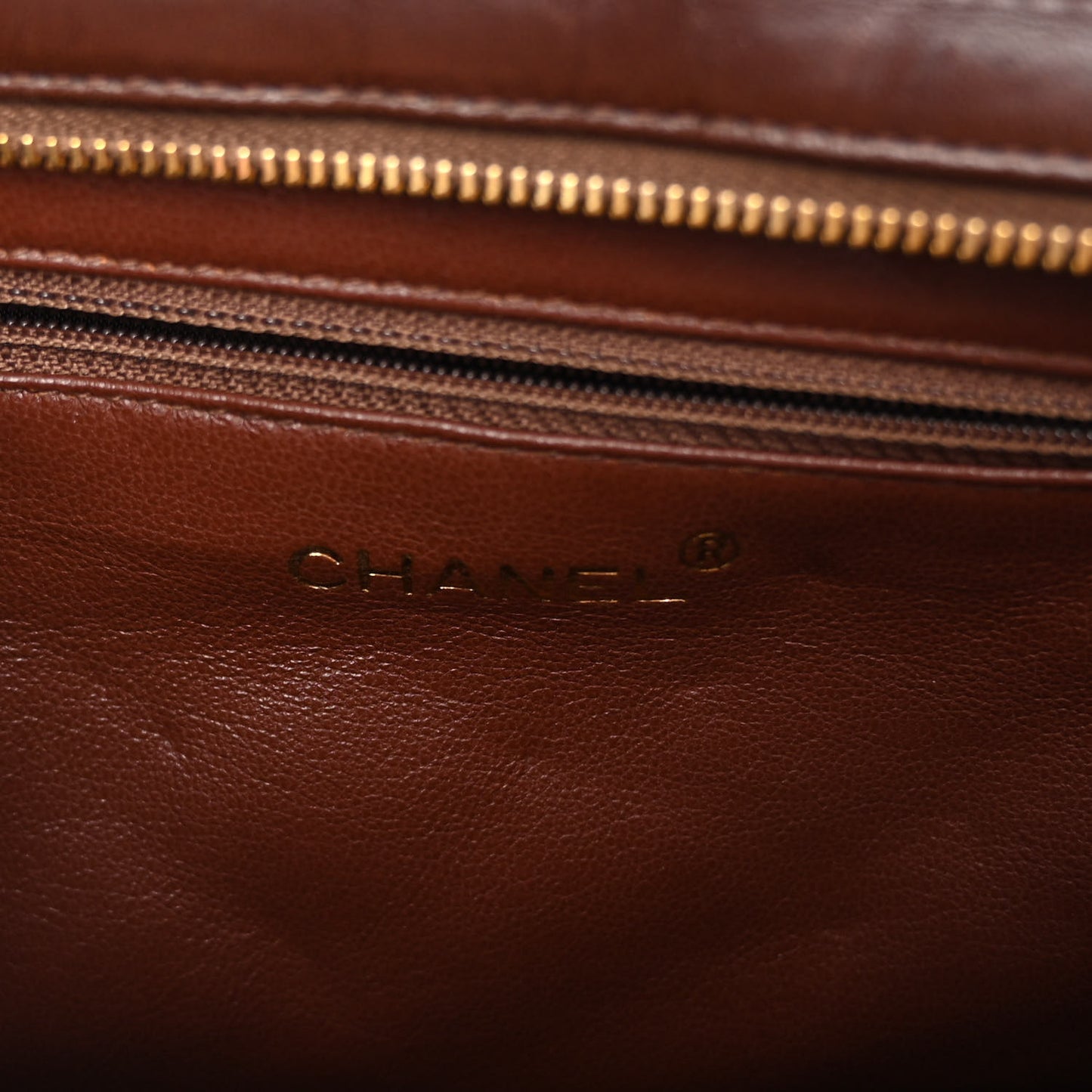 Lambskin Quilted CC Shoulder Bag Brown