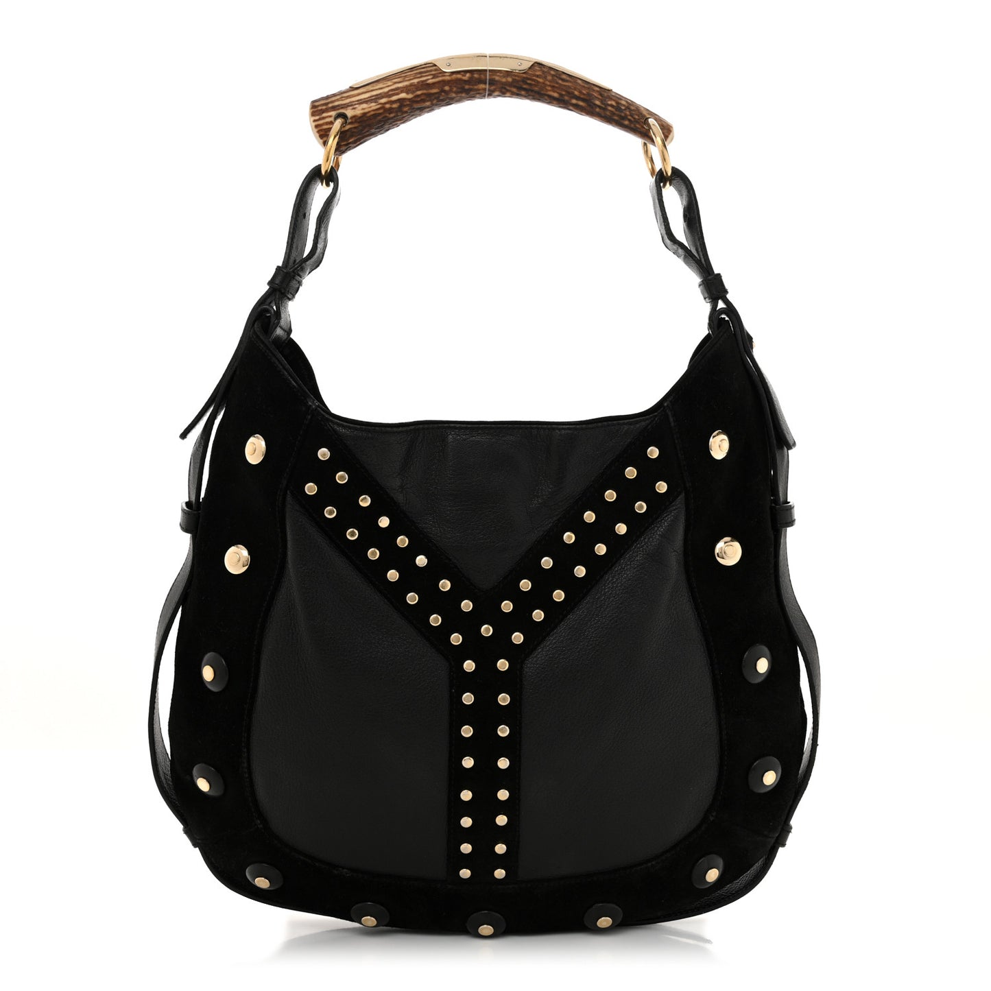 Suede Horn Studded Y Mombasa Hobo Black