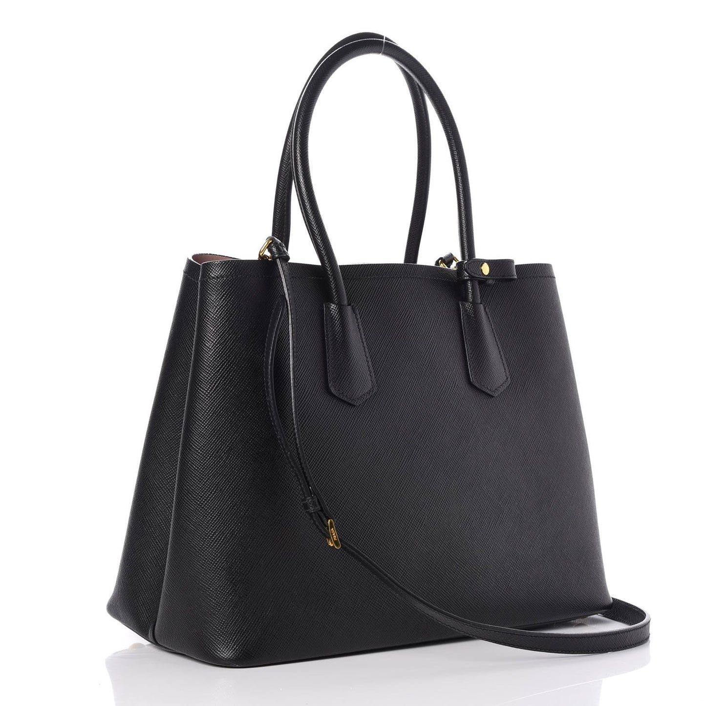 Saffiano Cuir Large Double Bag Black Mughetto