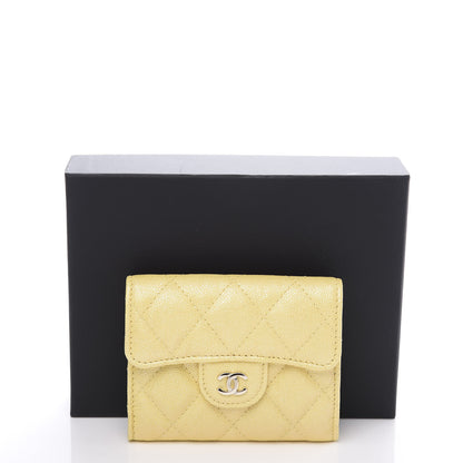 Chanel Iridescent Caviar Quilted Flap Card Holder Wallet Yellow 10 of 10