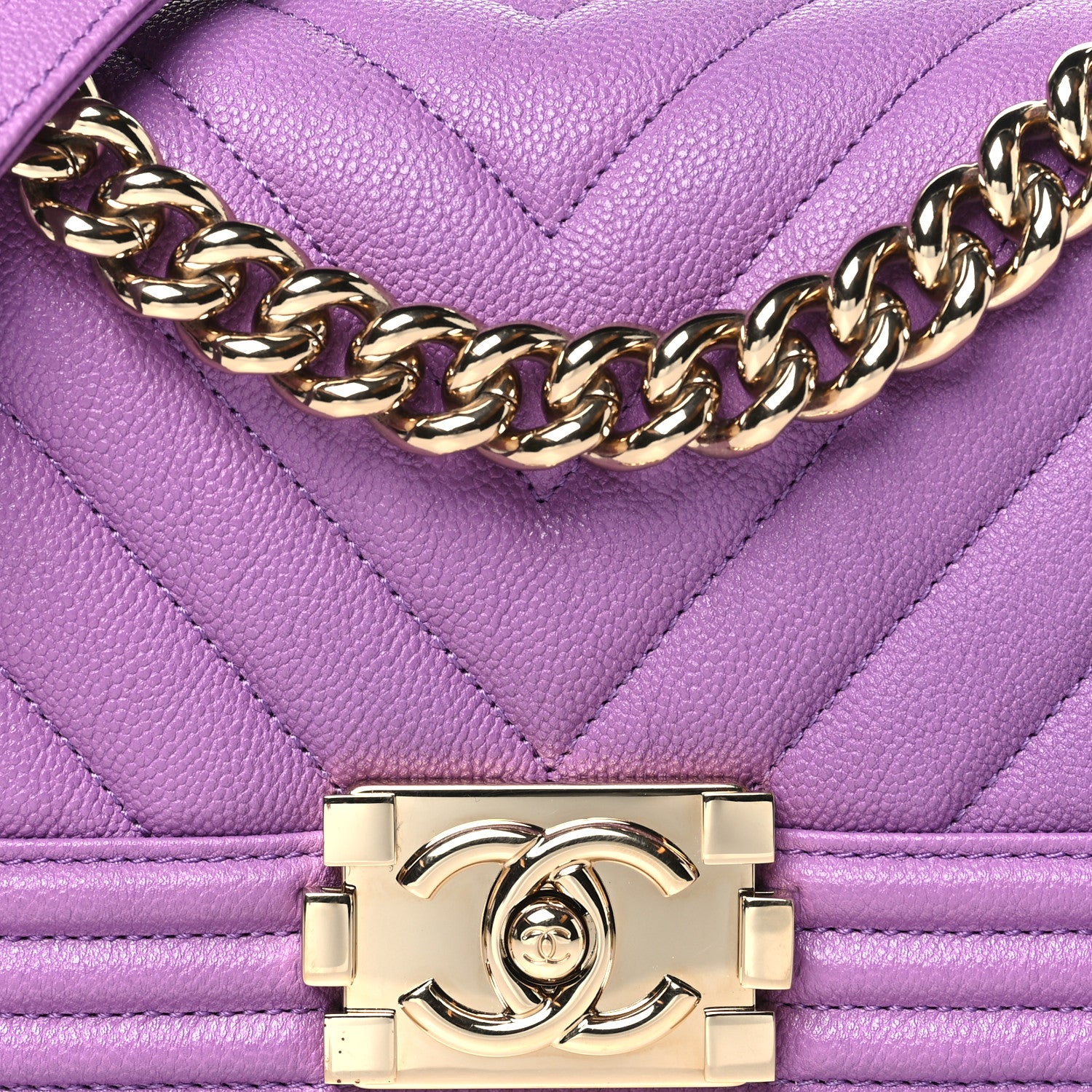 Chanel Caviar Chevron Quilted Small Boy Flap Purple 8 of 10
