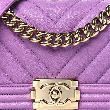 Chanel Caviar Chevron Quilted Small Boy Flap Purple 8 of 10