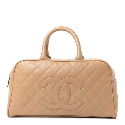 Chanel Caviar Quilted Large Bowler Bag Beige 1 of 11