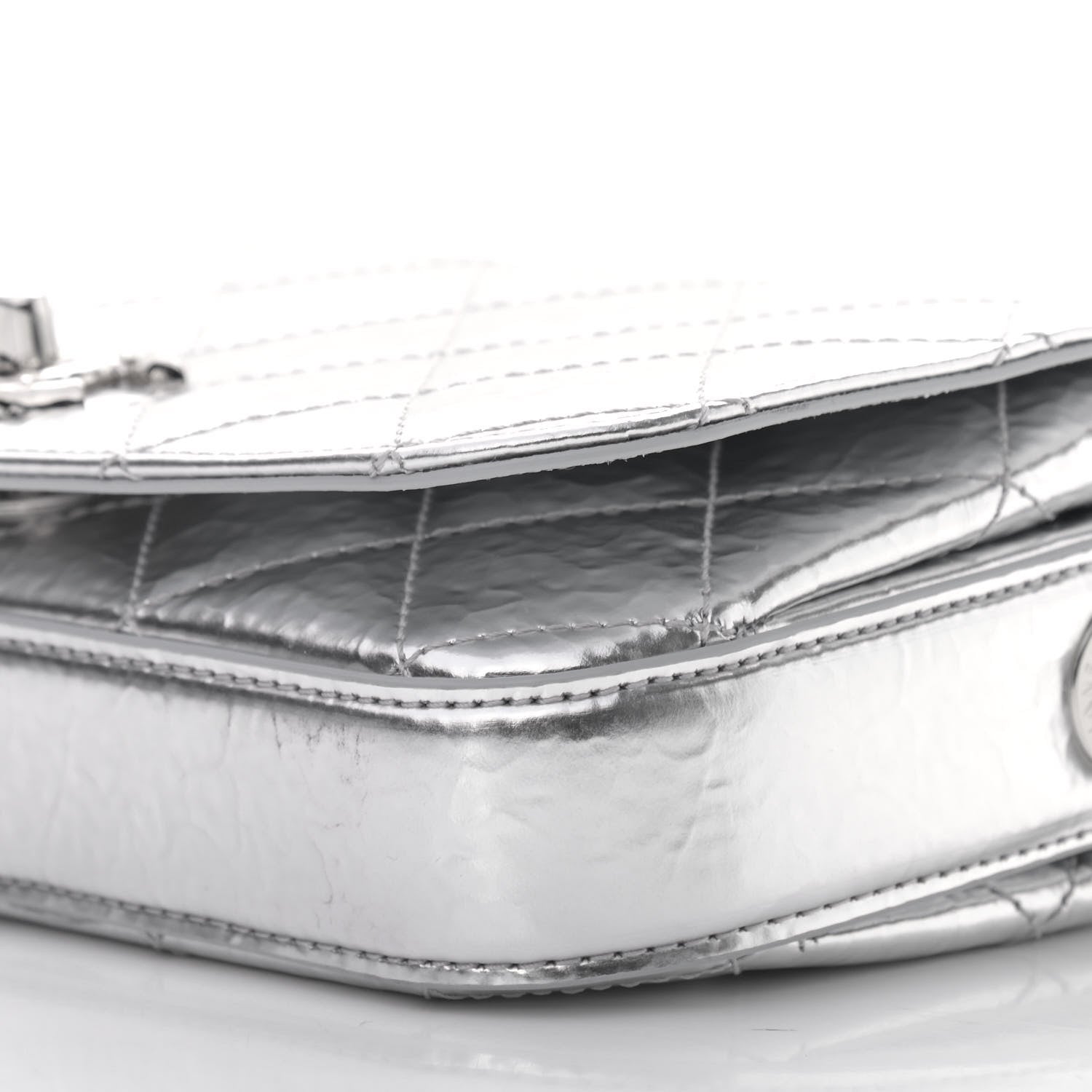 Chanel Hammered Metallic Calfskin Quilted Flap Silver 9 of 9