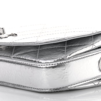 Chanel Hammered Metallic Calfskin Quilted Flap Silver 9 of 9