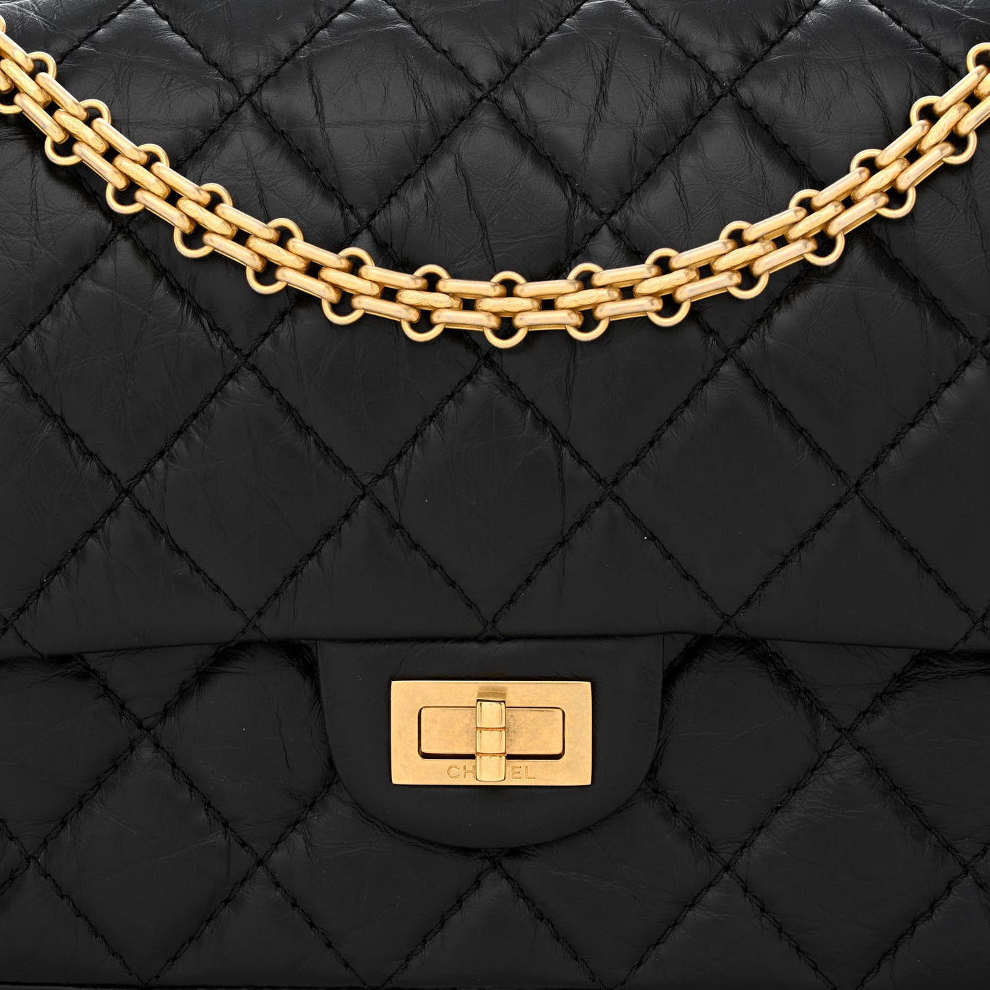 Aged Calfskin Quilted 2.55 Reissue 226 Flap Black