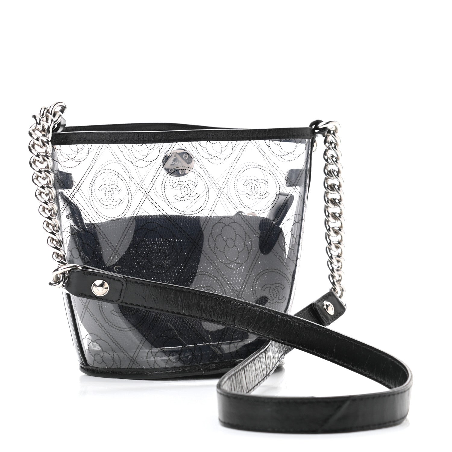 Chanel Crumpled Calfskin PVC Bucket Bag Black 4 of 11