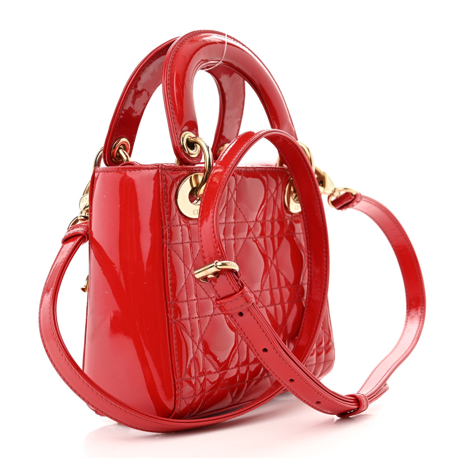 Christian Dior Patent Cannage Mini Lady Dior Red 3 of 14