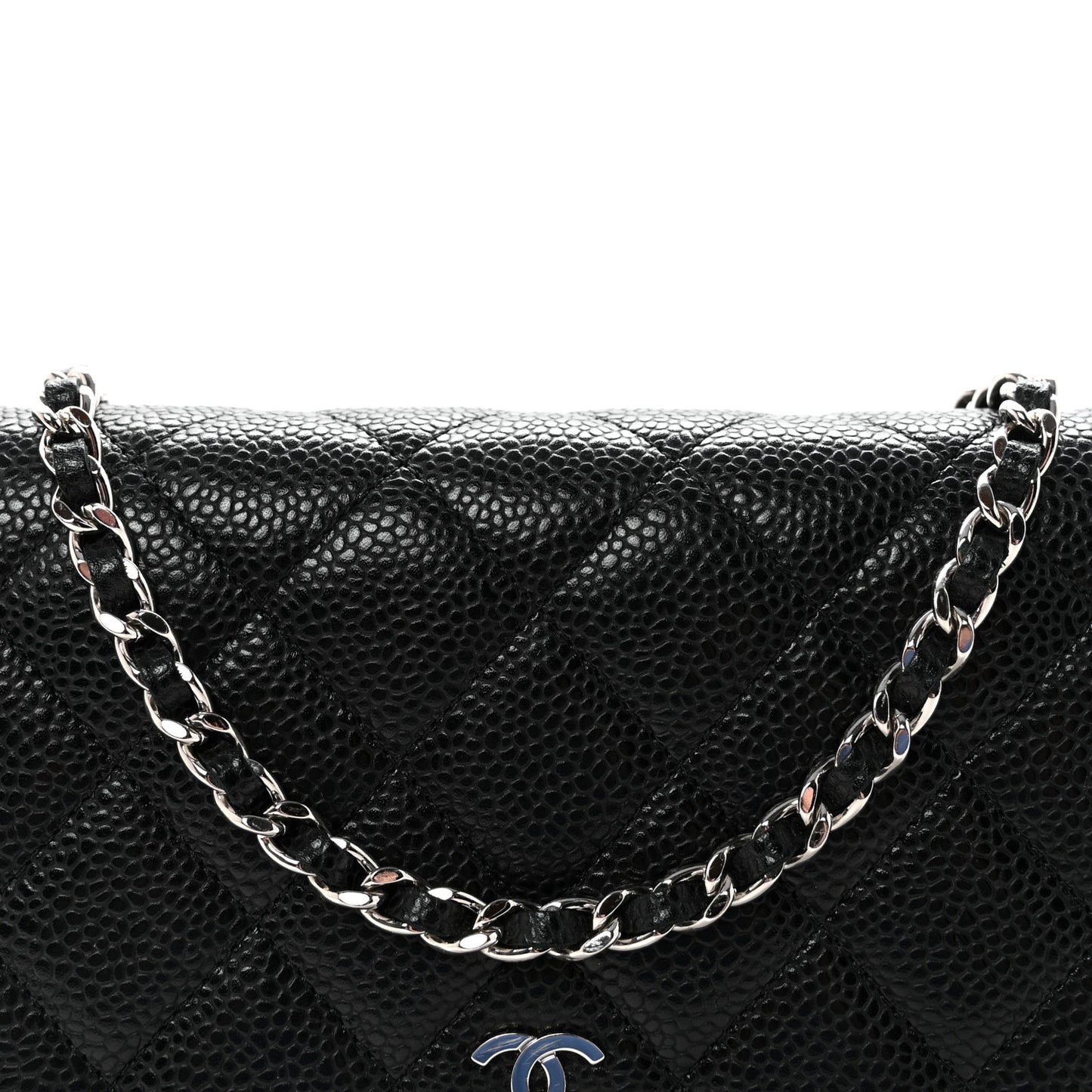 Caviar Quilted Wallet on Chain WOC Black