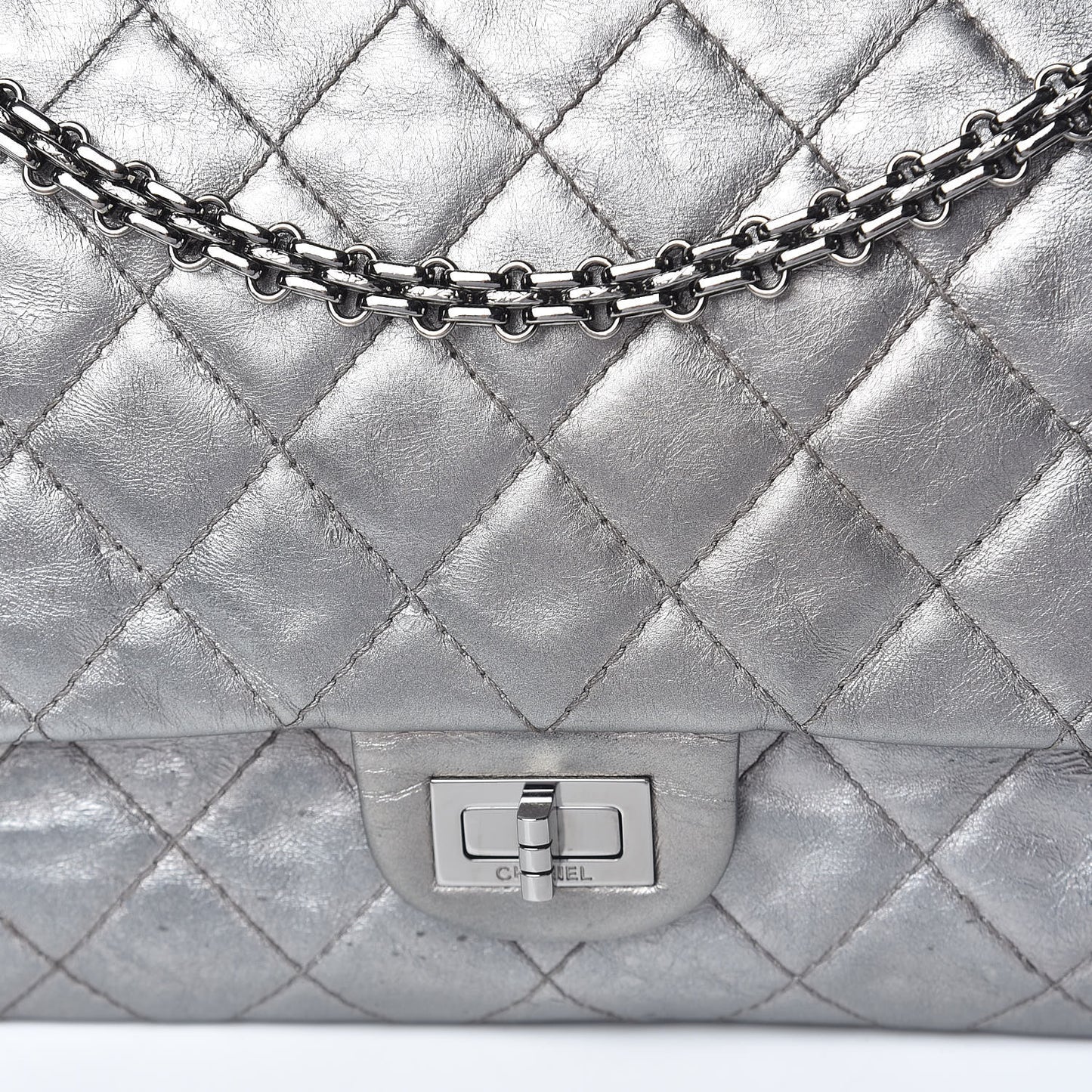 Metallic Aged Calfskin Quilted 2.55 Reissue 226 Flap Silver