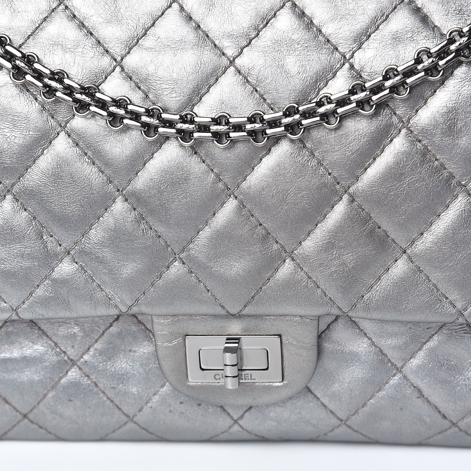 Chanel Metallic Aged Calfskin Quilted 2.55 Reissue 226 Flap Silver 10 of 16