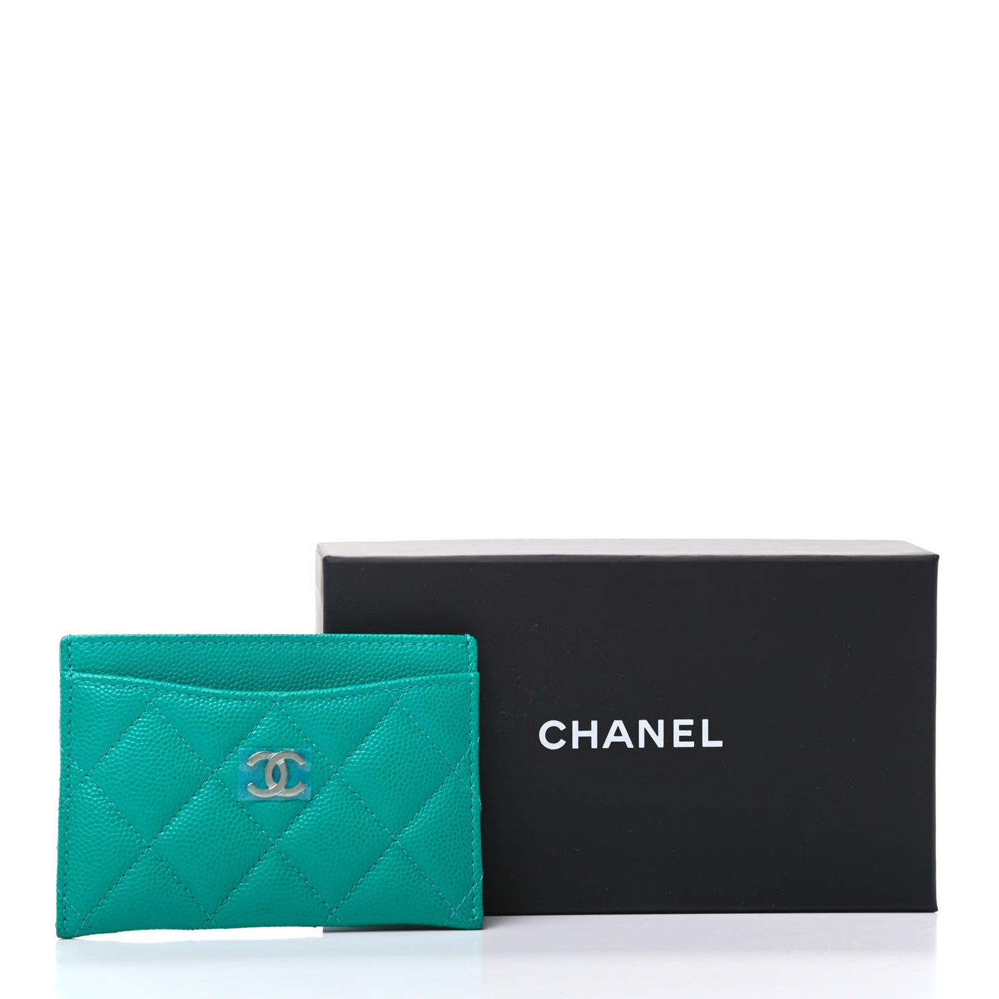 Caviar Quilted Card Holder Turquoise