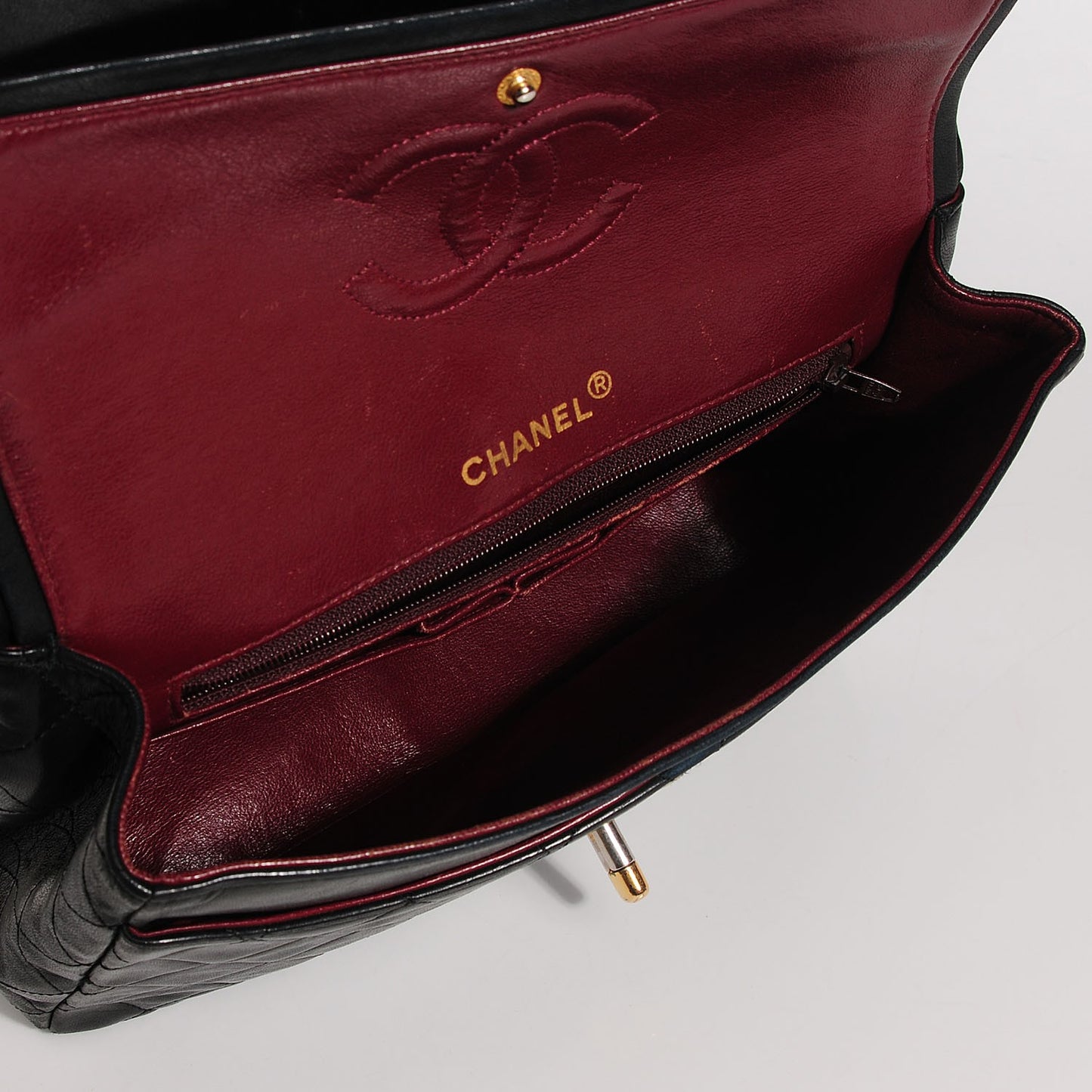 Lambskin Quilted Medium Double Flap Black