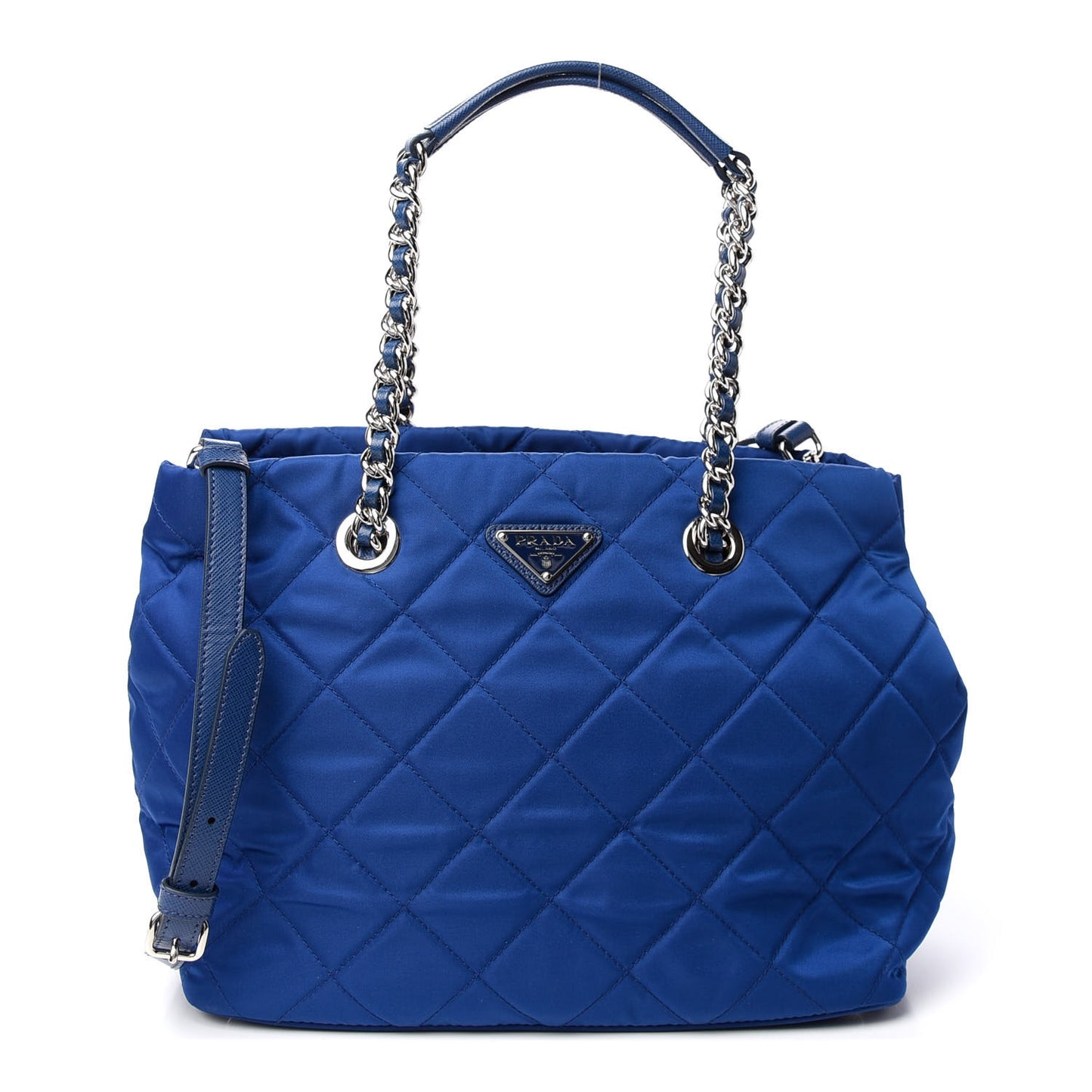 Nylon Tessuto Impuntu Quilted Tote Bluette