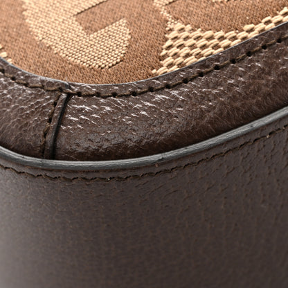 Gucci Monogram Jumbo GG Textured Dollar Calfskin Web Mini Horsebit 1955 Shoulder Bag Camel Ebony New Acero 12 of 12