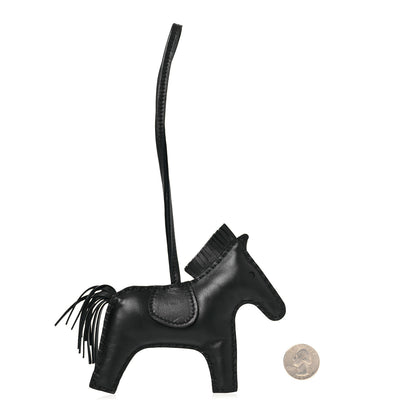 Hermes Milo Lambskin Grigri Rodeo Horse Bag Charm MM So Black 2 of 4