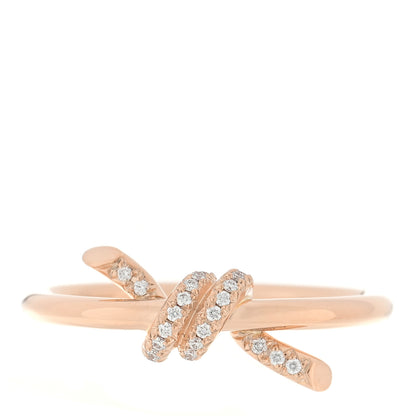 Tiffany 18K Rose Gold Diamond Small Knot Ring 49 4.75 1 of 5