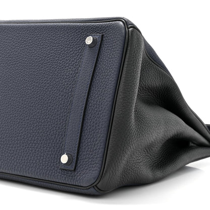 Hermes Togo Bi-Color Horseshoe Birkin 35 Bleu Nuit Black 9 of 12