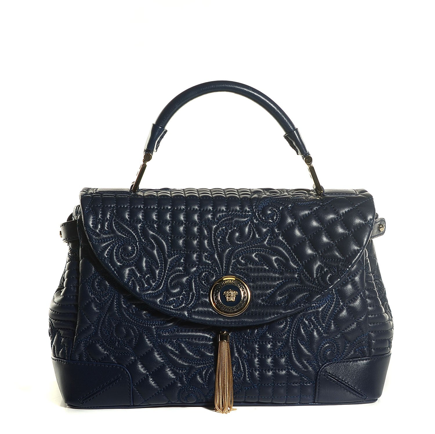 Versace Barocco Quilted Nappa Altea Vanitas Satchel Blue 1 of 9