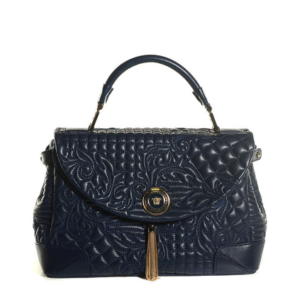 Versace Barocco Quilted Nappa Altea Vanitas Satchel Blue 1 of 9