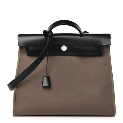 Hermes Toile Officier Vache Hunter Herbag Zip 39 MM Etoupe Bleu Indigo 1 of 12