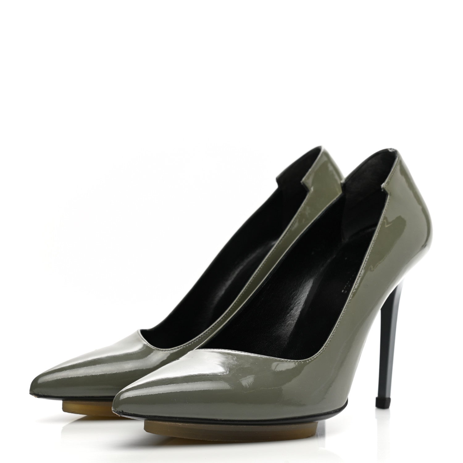 Balenciaga Patent Pointed Toe Pumps 38 Grey 3 of 11