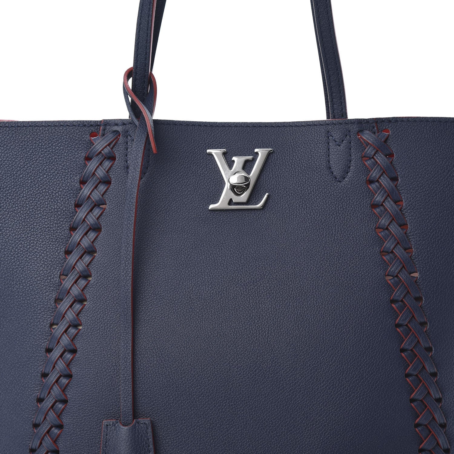 Louis Vuitton Calfskin Braided Lockme Cabas Marine Rouge 8 of 12