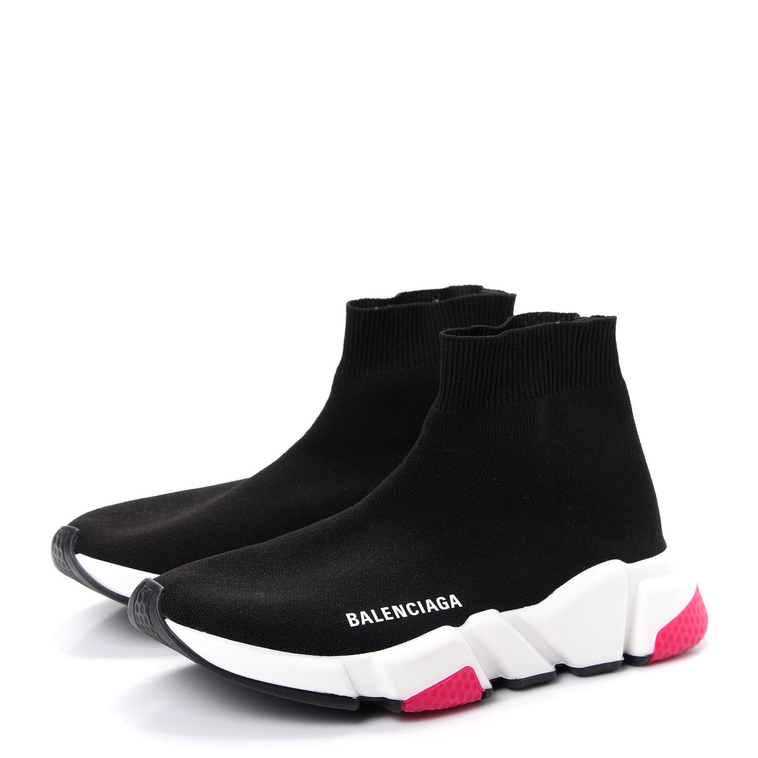 Balenciaga Neoprene Knit Womens Speed Sneakers 36 Black Pink 3 of 10