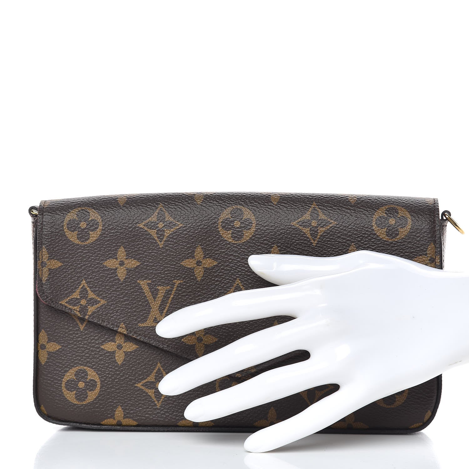 Louis Vuitton Monogram Pochette Felicie Chain Wallet Fuchsia 2 of 11