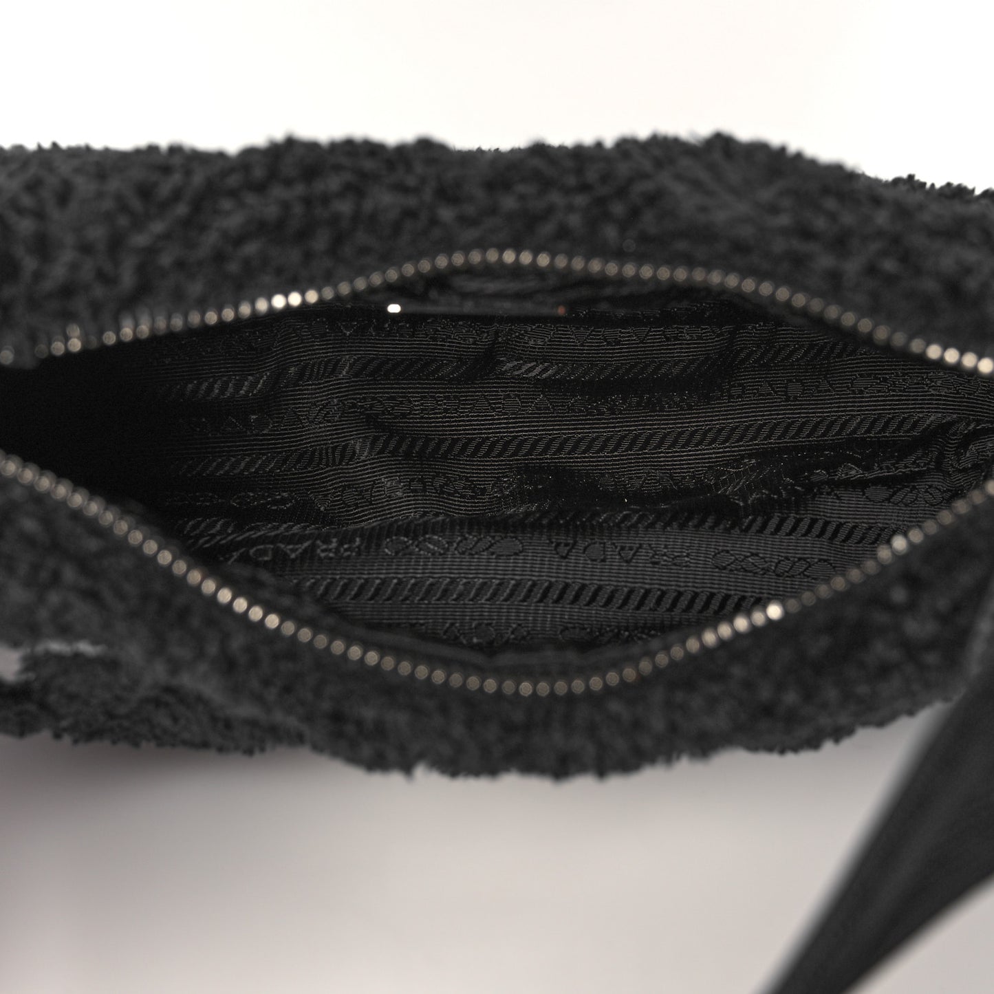 Terry Cloth Mini Re-Edition 2000 Bag Black White