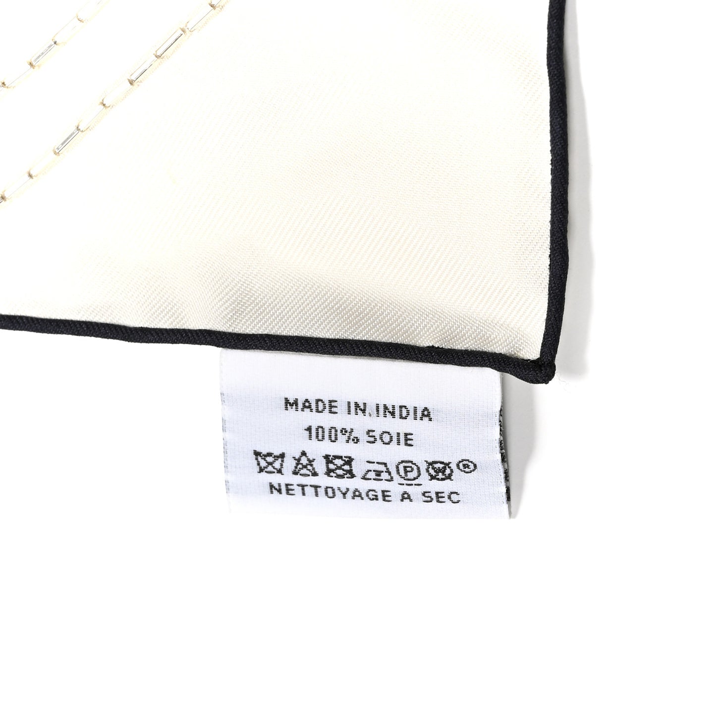 Silk Embroidered Paris Qui Roule Scarf 70  Ivoire Adoise