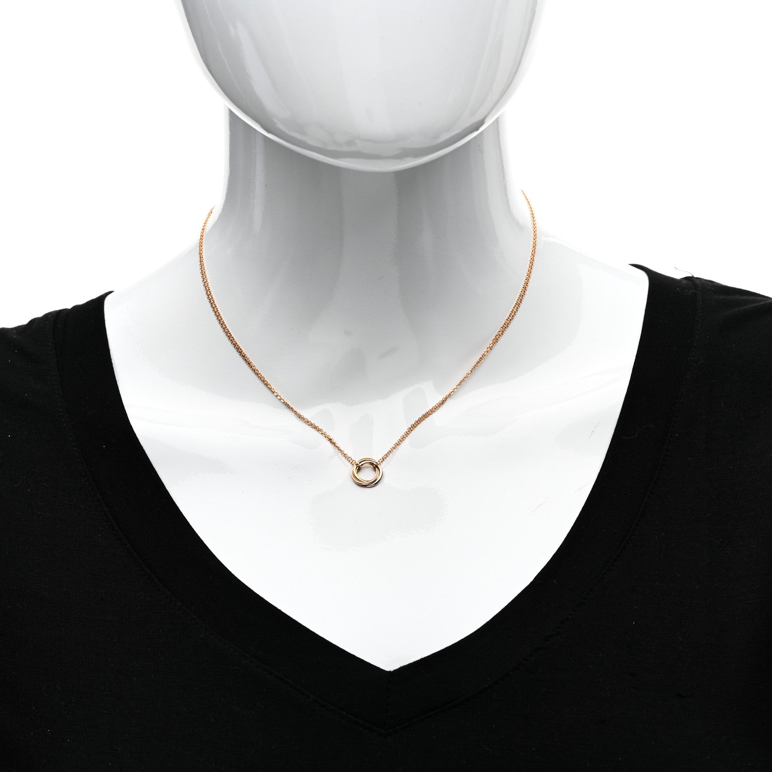 Cartier 18K Pink Yellow White Gold Trinity Double Chain Pendant Necklace 2 of 6
