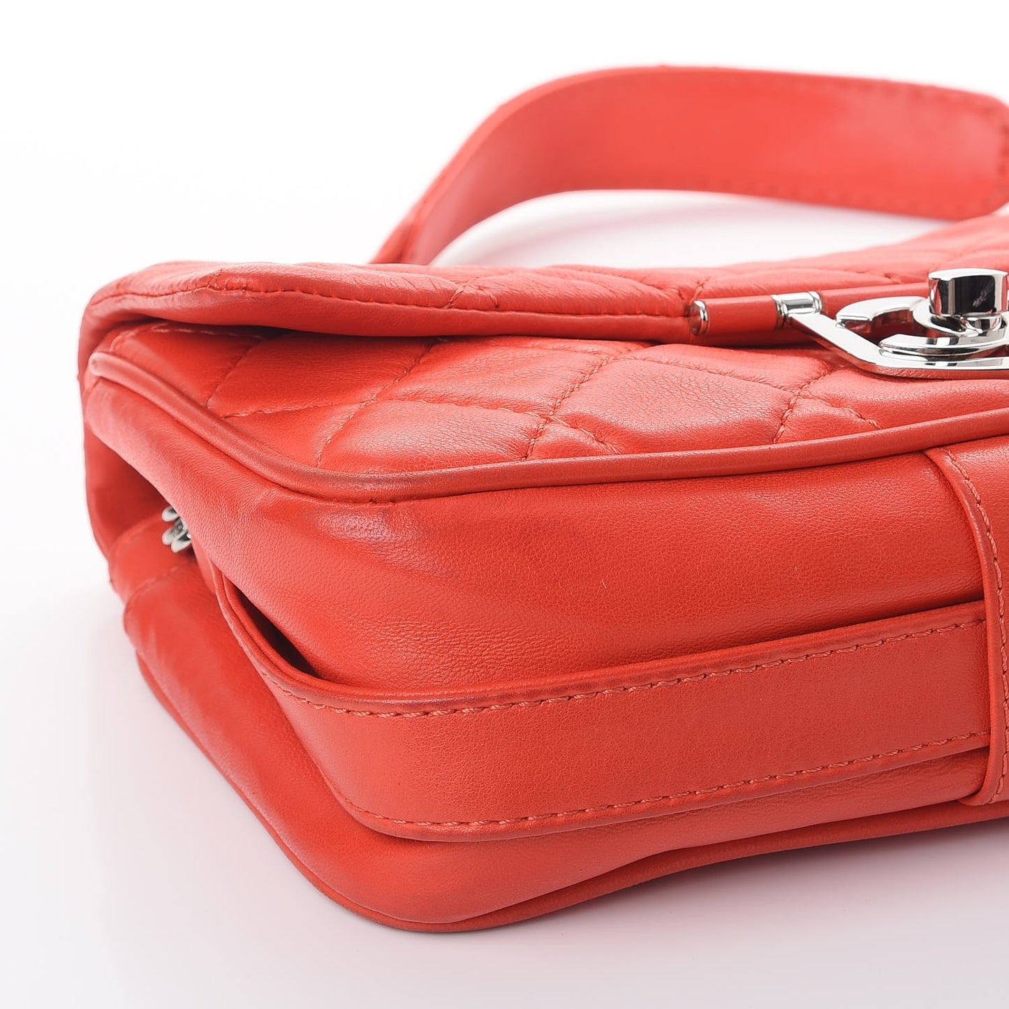 Lambskin Quilted Medium Icons Secret Label Flap Coral